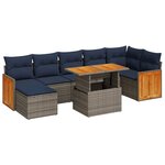vidaXL Salon de jardin 8Pièces avec coussins marron résine tressée acacia