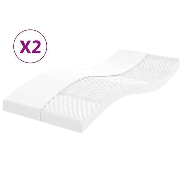 vidaXL Matelas en mousse 2 Pièces blanc 90x200 cm 7 zones dureté 20 ILD