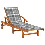 vidaXL Chaise longue de jardin avec coussin Bois d'acacia solide