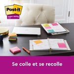 Dévidoir z-notes Super Sticky PRO Fuchsia + 1 bloc vert néon 76x76 mm 90 feuilles POST-IT