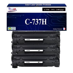 T3AZUR - 3x Toners compatibles avec Canon 737H pour Canon MF-217w  MF-226dn  MF-229dw  MF-231  MF-232w Noir - 2 400p