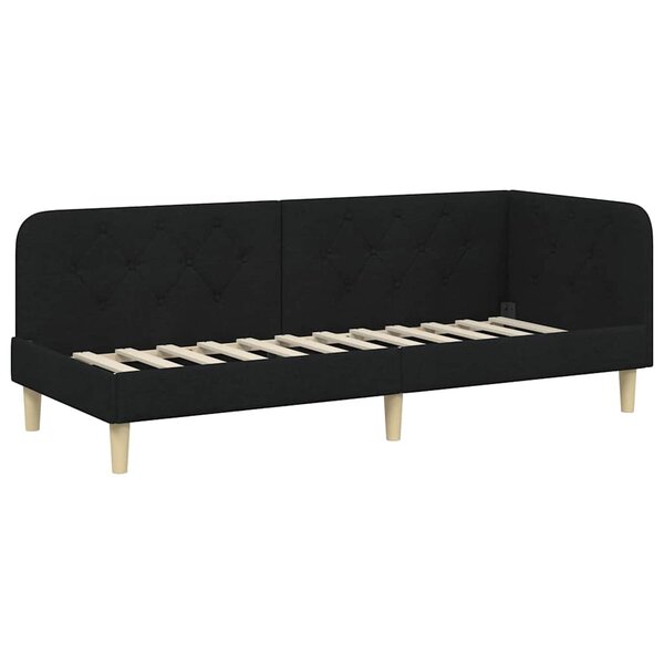 vidaXL Cadre de lit d'angle Noir 80 x 200 cm tissu