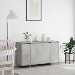 vidaXL Buffet Gris Béton Gris béton Bois d'ingénierie 135 x 41 x 75 cm