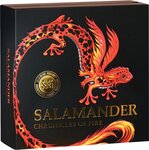 Pièce de monnaie en Argent 10 Cedis g 62.2 (2 oz) Millésime 2024 Chronicles of Fire SALAMANDER