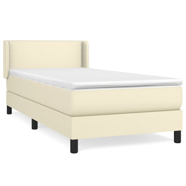 vidaXL Lit à sommier tapissier avec matelas Crème 100x200cm Similicuir