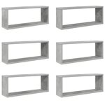 vidaXL Étagères murales cube 6 Pièces Gris béton Bois d’ingénierie