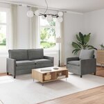 vidaXL Ensemble de Canapés 2 Pièces Gris foncé Velours