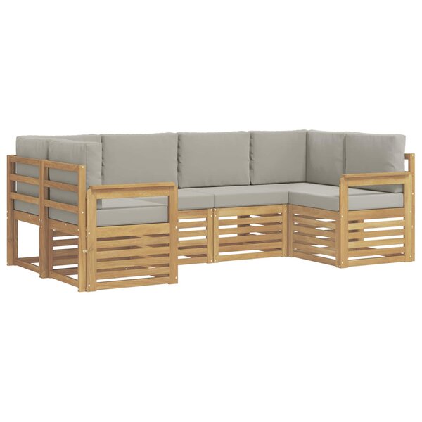 vidaXL Ensemble de canapés d'extérieur 5 Pièces Blanc et gris clair