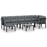 vidaXL Salon de jardin 8 Pièces noir et gris résine tressée