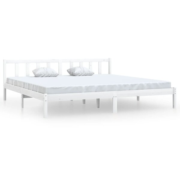 vidaXL Cadre de lit Blanc Bois de pin massif 180x200 cm Super King