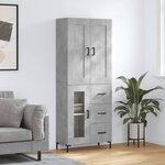 vidaXL Buffet haut Gris béton 69 5x34x180 cm Bois d'ingénierie