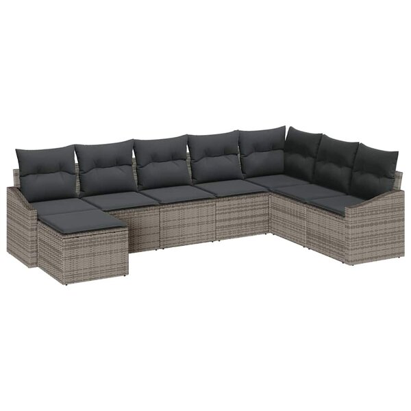 vidaXL Ensemble de canapé de jardin 8 Pièces Gris Poly rotin