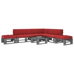 Salon de jardin meuble d'extérieur ensemble de mobilier palette 6 pièces avec coussins pin imprégné de gris 02_0018488