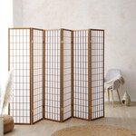 Paravent Shoji 6 pans en bois marron