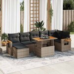 vidaXL Salon de jardin avec coussins 8 Pièces gris résine tressée acacia