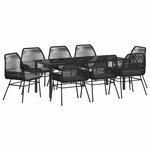 vidaXL Ensemble de salle à manger pour jardin 9 Pièces Noir polyrotin
