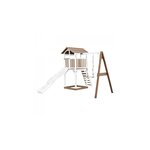 AXI Beach Tower avec Balancoire Simple Marron Blanc Toboggan Blanc