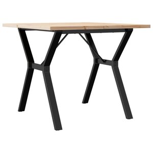 vidaXL Table à manger cadre en Y 90x90x75 5cm bois de pin massif fonte