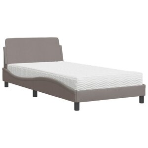 vidaXL Lit avec matelas Dover taupe 100x200 cm tissu