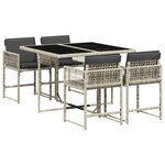 vidaXL Ensemble à manger de jardin et coussins 5 Pièces gris clair rotin