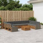 vidaXL Ensemble de canapés d'extérieur 10 Pièces Naturel et Anthracite