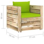 vidaXL Salon de jardin 2 Pièces avec coussins Bois imprégné de vert
