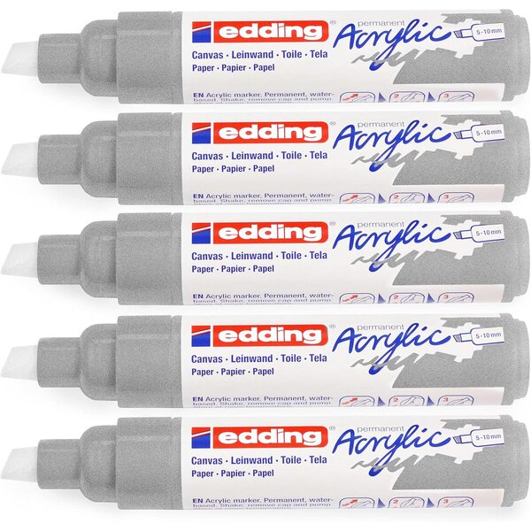 Marqueur acrylique large 5000 argent 5-10 mm x 5 EDDING