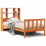 vidaXL Lit bibliothèque sans matelas cire marron 90x190 cm pin massif
