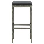 vidaXL Tabourets de bar avec coussins lot de 2 gris résine tressée