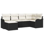 vidaXL Ensemble de canapé de jardin avec coussin 6 Pièces Noir Poly rotin