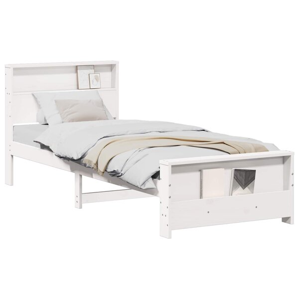 vidaXL Cadre de lit Blanc 75 x 190 cm Bois d'ingénierie