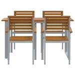 vidaXL Ensemble de salle à manger pour jardin 5 Pièces Gris et marron