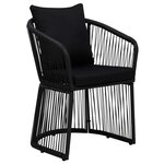 vidaXL Ensemble à manger de jardin et coussins 7 Pièces Noir Rotin PVC