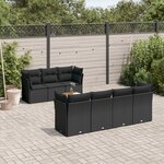 vidaXL Salon de jardin 8 Pièces avec coussins noir résine tressée
