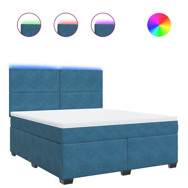 vidaXL Sommier à lattes de lit et matelas bleu 180x200 cm velours