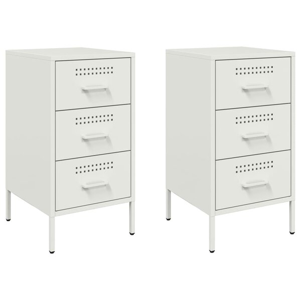 vidaXL Tables de chevet 2 Pièces blanc 36x39x68 cm acier laminé à froid