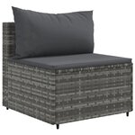 vidaXL Salon de jardin 5 Pièces avec coussins Gris Résine tressée