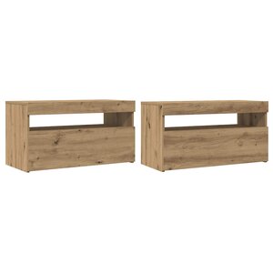 vidaXL Meubles TV avec lumières LED 2 Pièces chêne artisanal