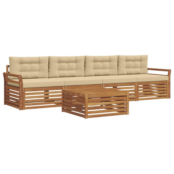 vidaXL Ensemble de canapés d'extérieur 5 Pièces Naturel et Beige