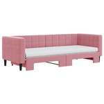 vidaXL Lit de jour avec lit gigogne et matelas rose 80x200 cm velours