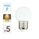 Lot de 5 ampoules led  culot e27  blanc chaud  spécial extérieur