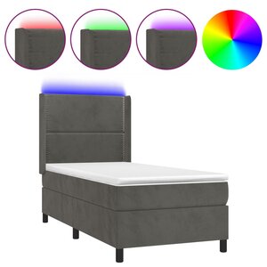 vidaXL Sommier à lattes de lit matelas LED Gris foncé 90x200cm Velours