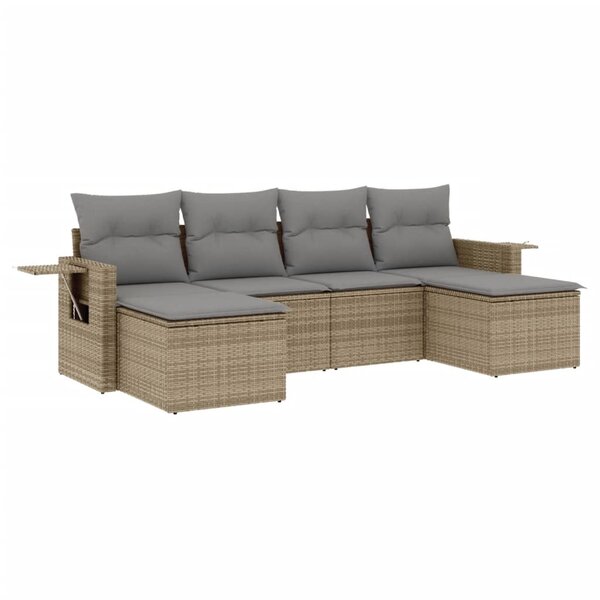 vidaXL Salon de jardin avec coussins 6 Pièces beige résine tressée