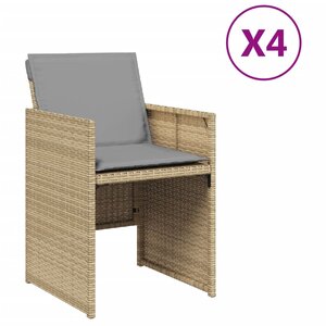 vidaXL Chaises de jardin avec coussins lot de 4 mélange beige