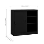 vidaXL Armoire de bureau avec porte coulissante Noir 90x40x90 cm Acier