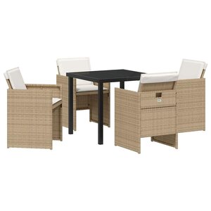 vidaXL Ensemble de salle à manger pour jardin 5 Pièces Beige Poly rotin