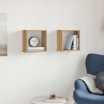 vidaXL Étagères cube murales 2 Pièces chêne artisanal bois ingénierie