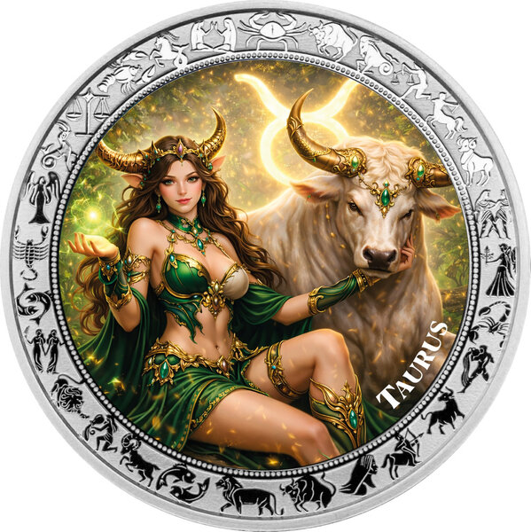 Monnaie TAURUS Goddesses Zodiac 1 Oz Argent 5 Cedis Ghana 2026