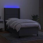 vidaXL Sommier à lattes de lit matelas LED Gris foncé 90x190cm Tissu