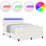 vidaXL Lit à Sommier avec matelas et lumière LED crème 140x200 cm en velours côtelé